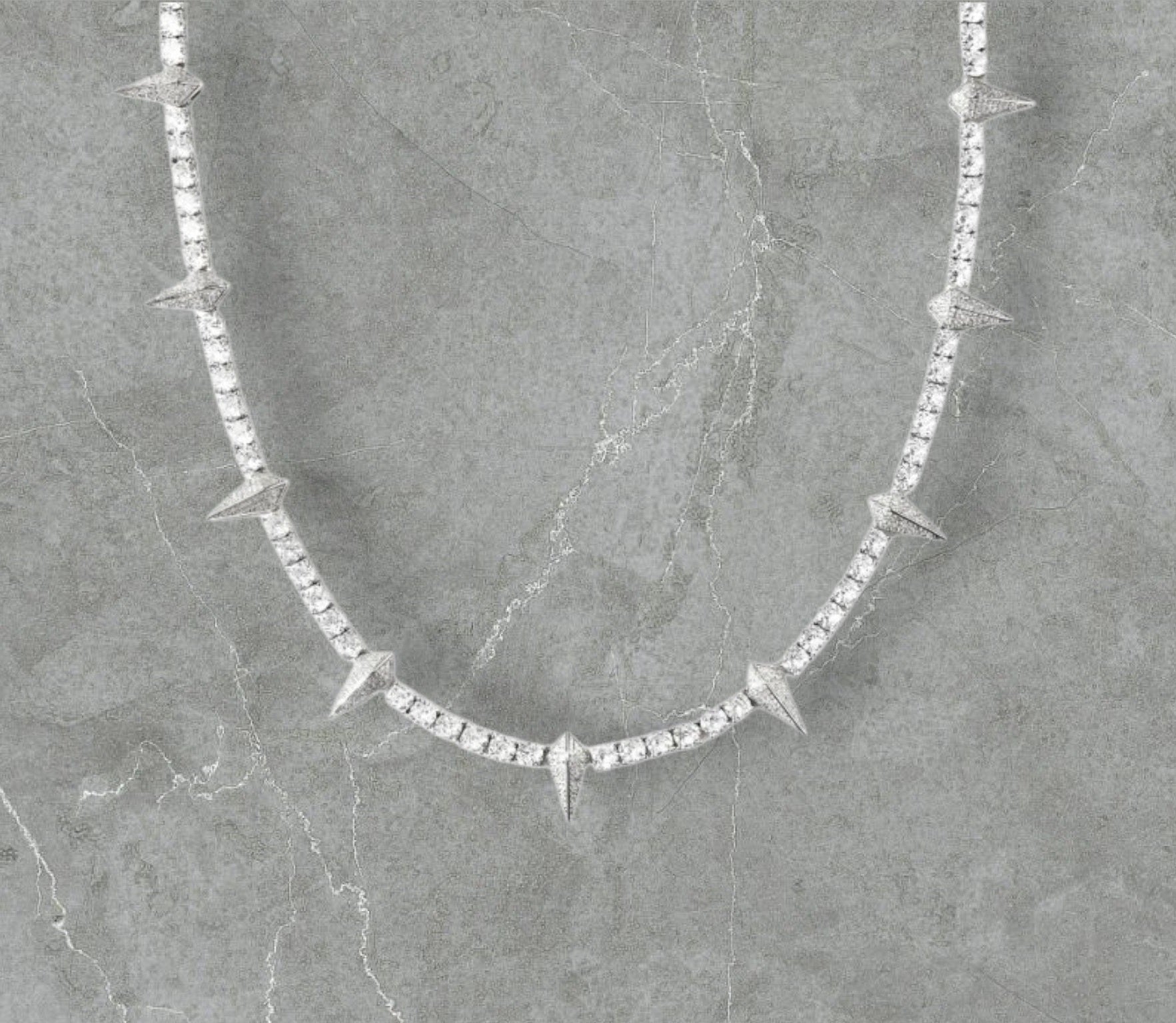 SPIKED BREAKER CHAIN - 5MM White Gold