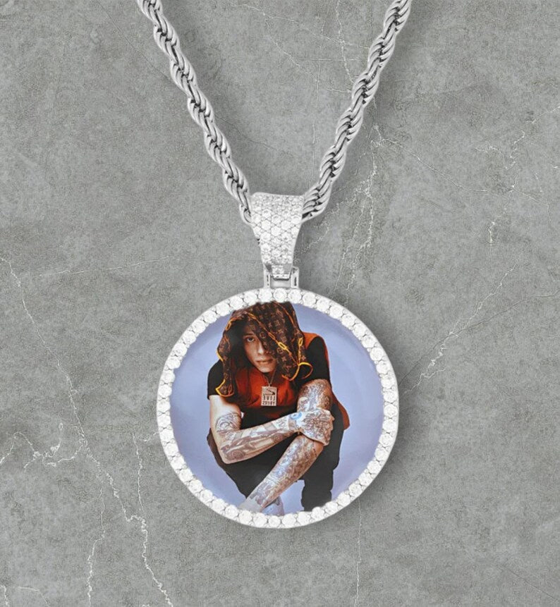 Pendentif rond personnalisé avec image - Une rangée