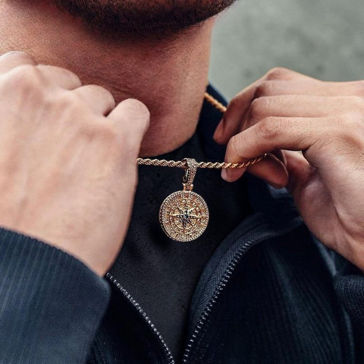 ICED COMPASS PENDANT - Sterling Silver