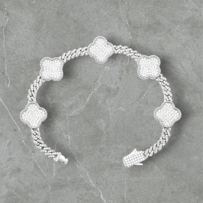 MOISSANITE CUBAN CLOVER Armband - Weißgold