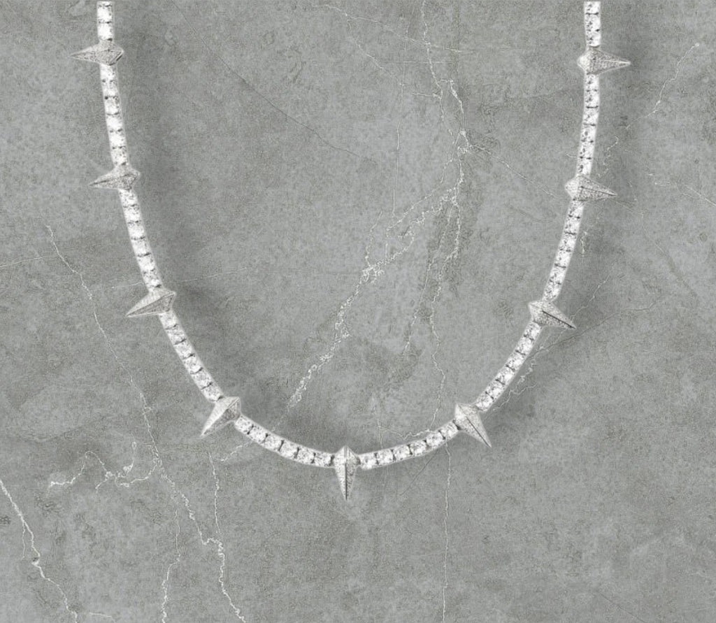 SPIKED BREAKER CHAIN - 5MM White Gold
