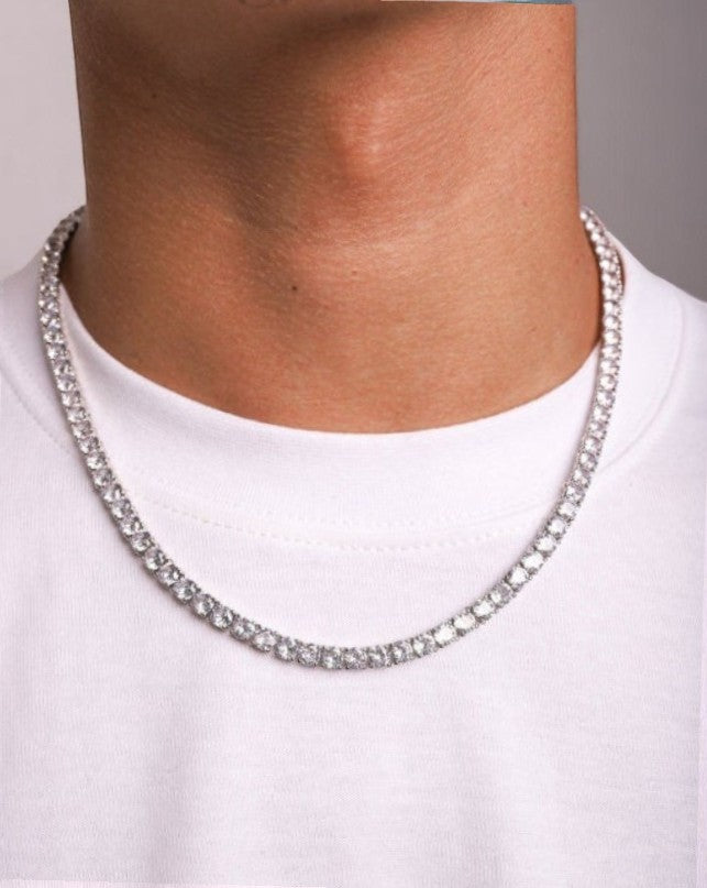 Round Cut Tennis Necklace.- 4 MM
