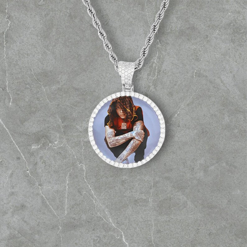 Pendentif rond personnalisé avec image - Une rangée