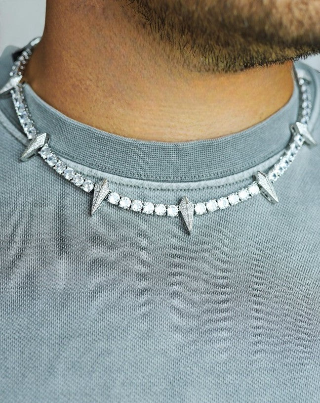 SPIKED BREAKER CHAIN - 5MM White Gold