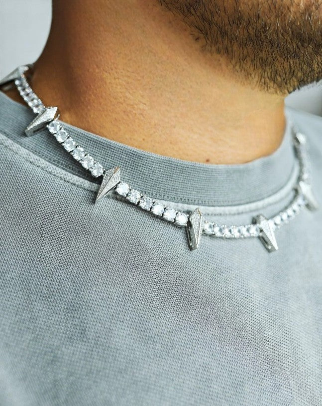 SPIKED BREAKER CHAIN - 5MM White Gold