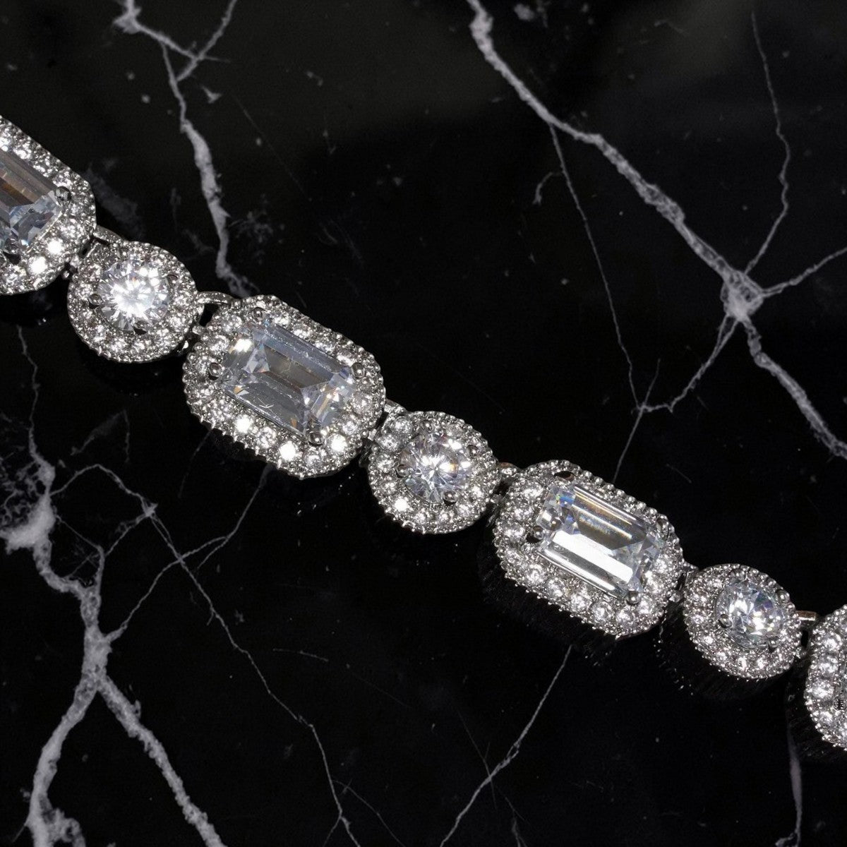 Moissanite Clustered Tennis Chain - 10MM Sterling Silver