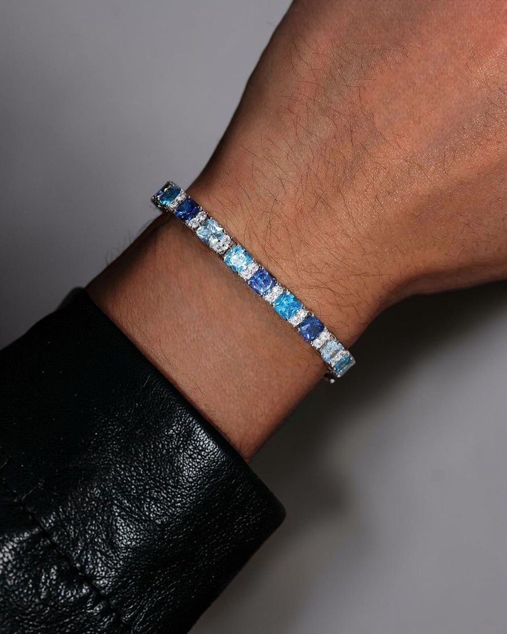 Moissanite Ocean Blue Stones Bracelet - Sterling Silver