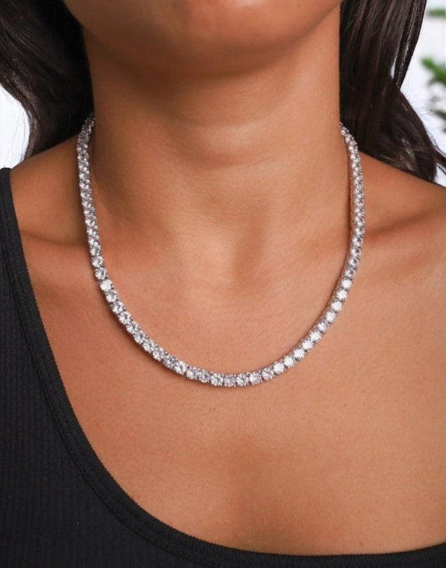 Round Cut Tennis Necklace.- 4 MM
