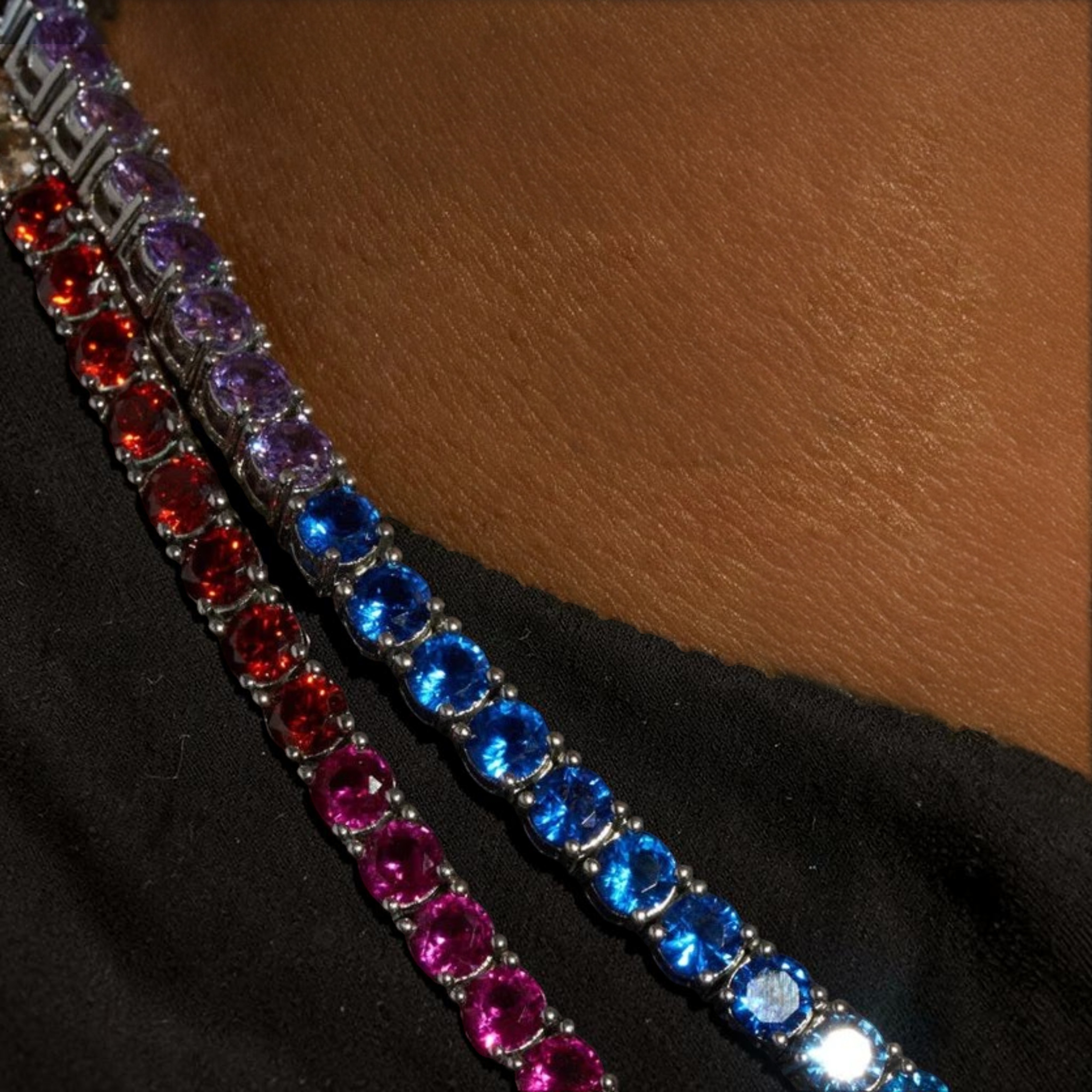 4mm Moissanite Multi-Colored Tennis Chain - Silver