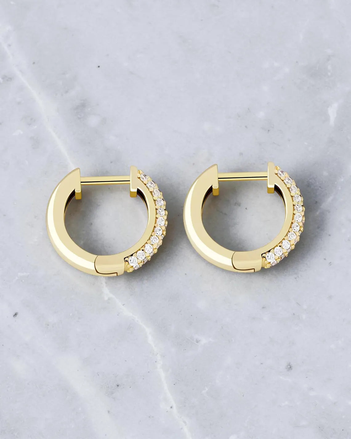 Moissanite Hoops Earrings - Gold Plated